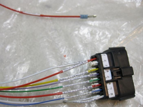 Wires inserted into the Molex 150 female connector for this picture.
