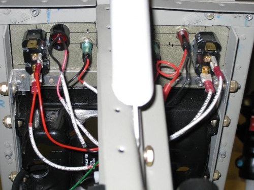 Better view of the wiring behind the Warning Lights panel.