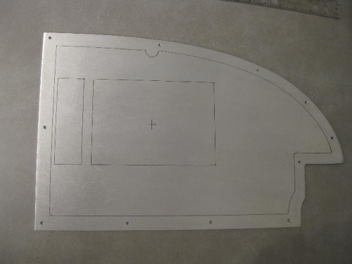 Traced outlines on the panel plate.