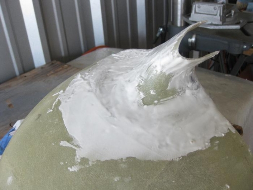 Glass bead mixture on the nose cap intersection fairing.
