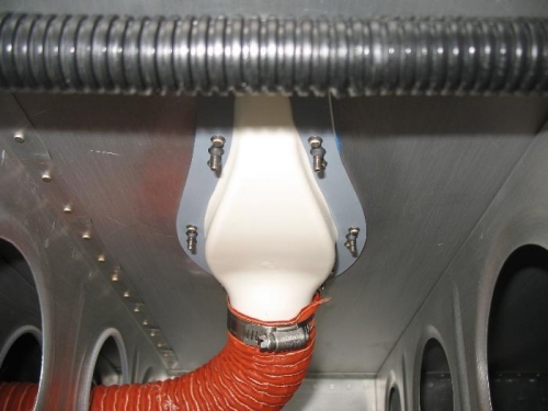 Inisde: hose conendted, not edge protection on lightening holes hose passes through.