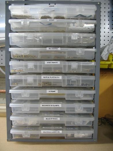 Rack for hardware bins