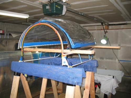 Canopy is set above frame to clean and prime.  This minimized movement with primer on the parts
