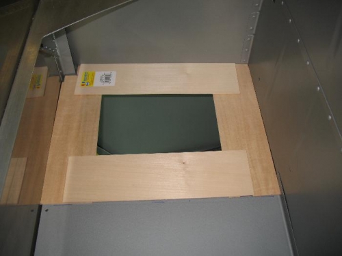 Template in place in the baggae compartment