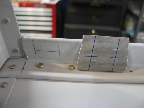 Transfer marks from angle to shim.
