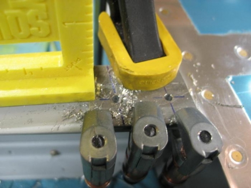 Use yellow to line up drill bit.