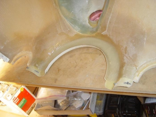 Build up inside of cowl ring w/12 plys of 6 oz glass