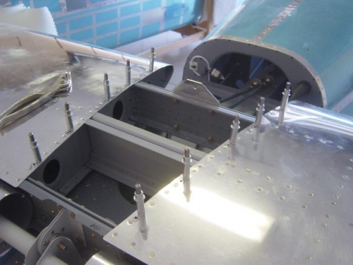 #6 Nutplates drilled,dimpled,deburred, and riveted to Horiz Stab