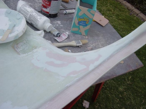 You can see all 3 here, fiberglass, Bondo and Icing