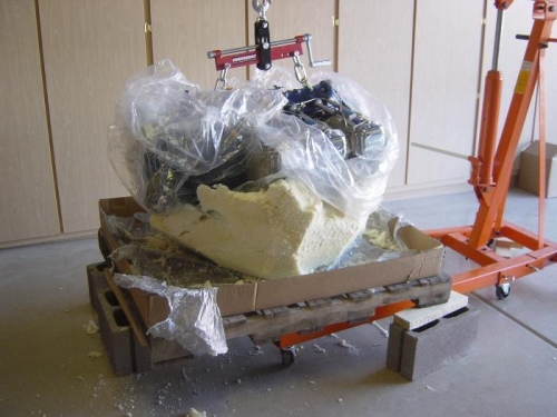 Had to 'saw' away a bunch of foam to get to the engine (that's a good thing!)