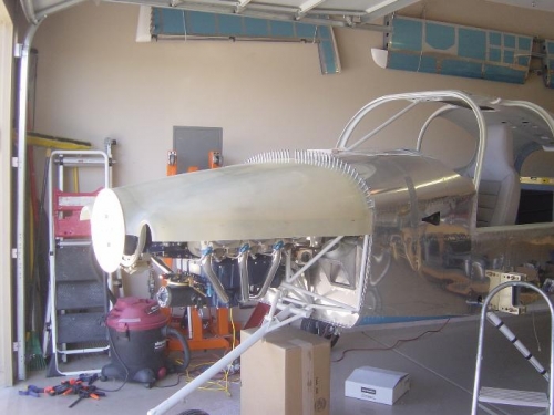 Upper Cowl drilled and clecoed to hinges