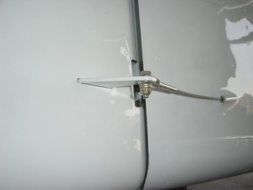 Rudder cables attached