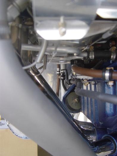 #4 welding cable attached to 60 A alt and secured to sump bolt brackets