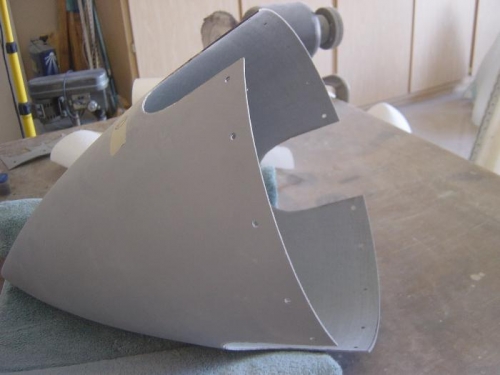 Spinner prop blade openings cut and sanded