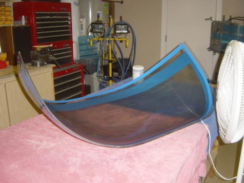 Windscreen final fit and edges hand sanded. protective coating applied