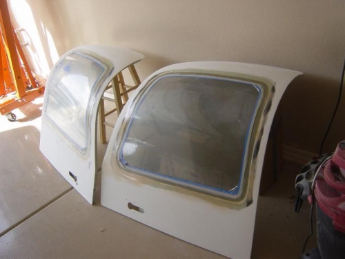 Hard to see in picture but tapes are on both door windows as well