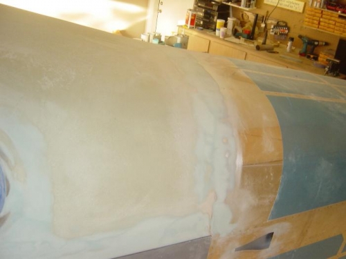 Cabin cover to tailcone seam filled and sanded