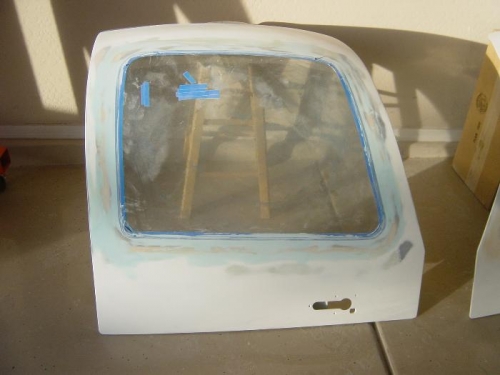 Right door window  frame filled/sanded