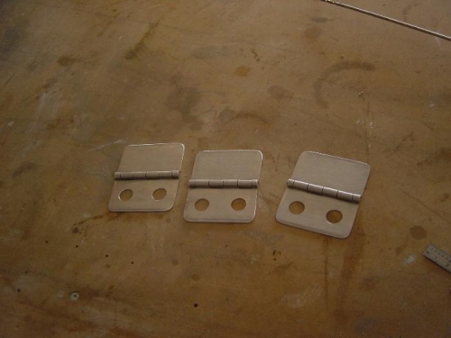 Baggage tie down fabbed from piano hinge