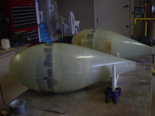 Halves together w/ Saran wrap for release. Prior to gqueeging in Superfil into gap