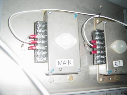 Filed wires connected to respective voltage regulators. Resistor place b/t #3 & #5 terms to accom LEDs