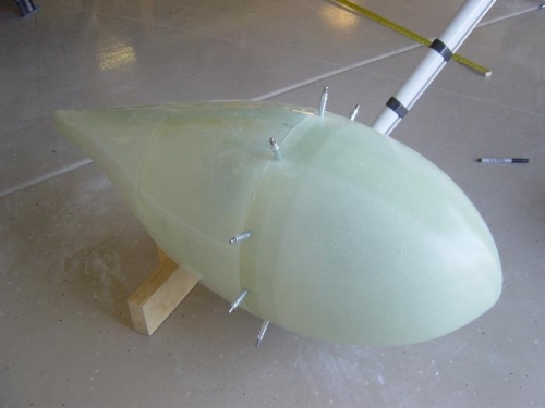 Right Gear fairing aligned prior to drilling