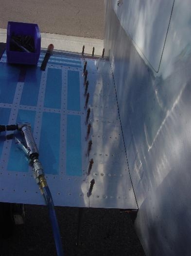 Upper wing root fairing clecoed in place and trimmed to fit