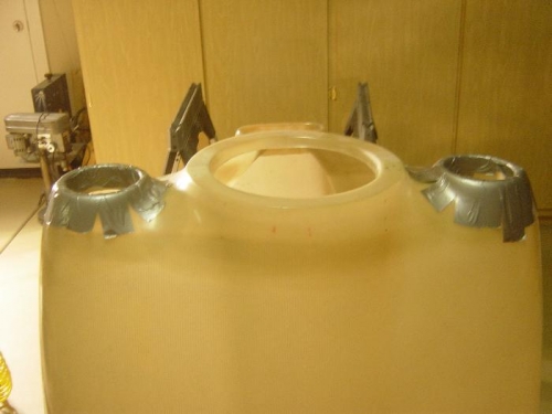 Machined aluminum air inlet rings taped in position