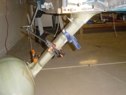 The Right leg fairings set for their overnight cure.