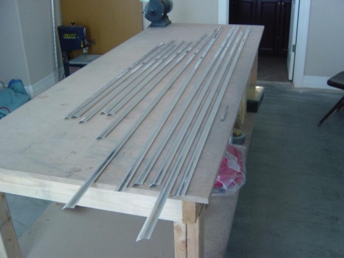 stiffeners cut and marked with rivet lines