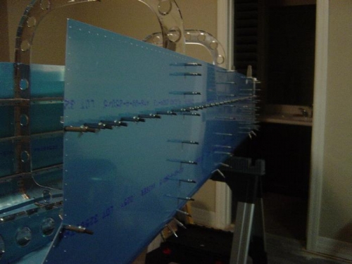 left skin clecoed and drilled