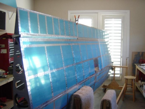 looking towards inboard end top skin view