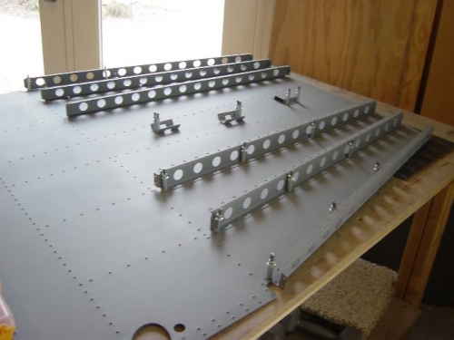 Floor ribs being riveted