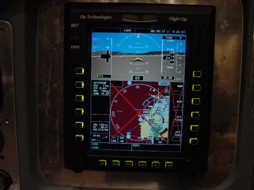 Primary display (X means GPS signal not valid)