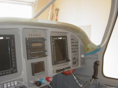 Glareshield fitted on left side