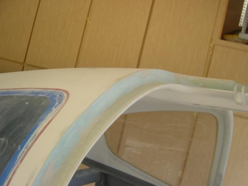 Right door jam filled and sanded