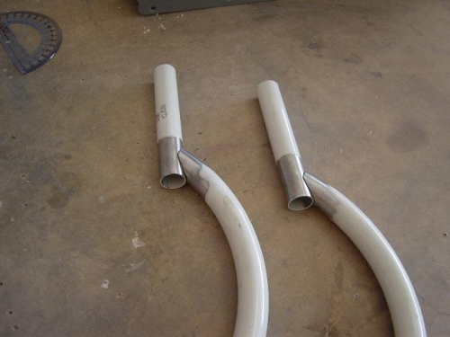 Both sticks filed/ground to 20 degrees aft angle