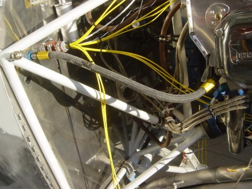 Shortened MP hose and EPM firewall fixture w/ engine probe harness.