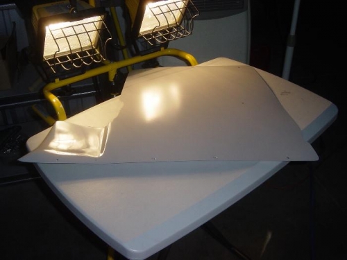 Pilot side panel painted and drying