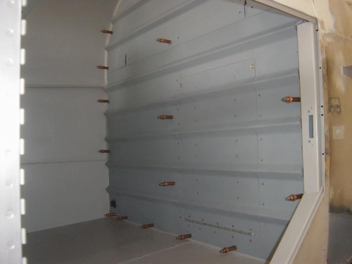 Aft baggage bulkhead w/ Access door clecoed in place