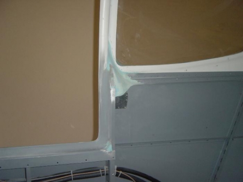 Aft cabin door posts & sills filled & sanded