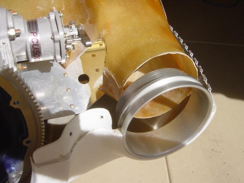 Cut out area for prop control and other major mods to left intake