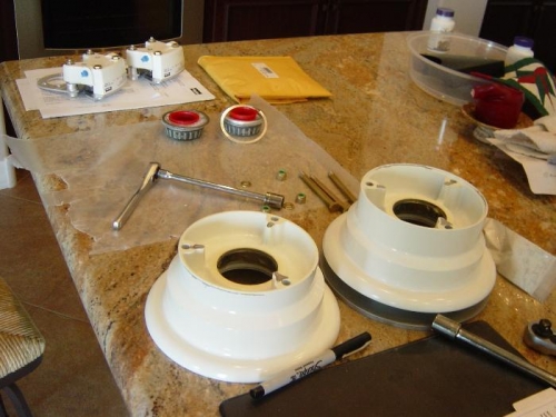 Hubs split, bearing removed (?)