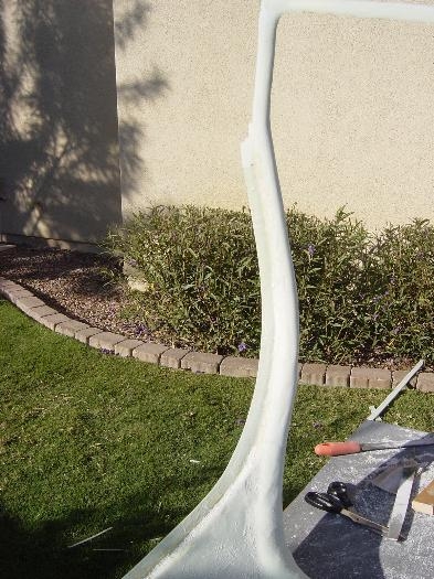 Beginning to sand, smooth, one of the forward door posts.