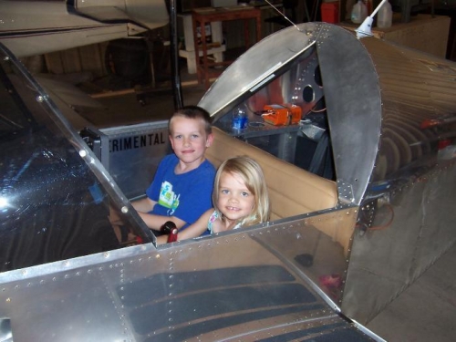 Ethan, 7, and Allison, 5 checking out the plane.