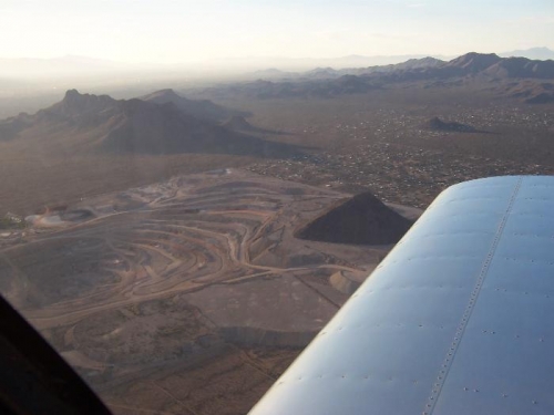 The quarry, just West of Sombrero Peak.  Tucson is in the haze beyond the ridge.