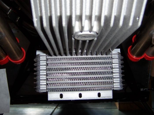 Oil cooler from the front.  Top row is behind the sump fins.