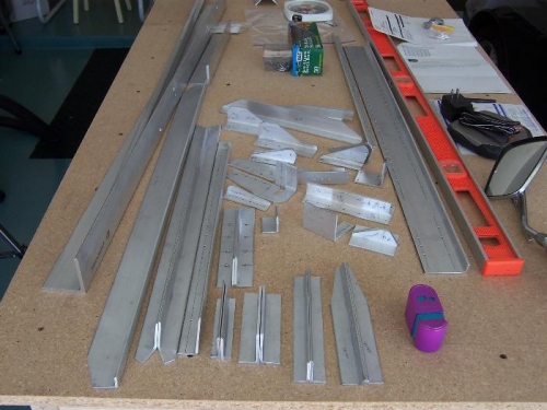 Angle stock parts for wing and fuselage.
