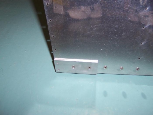 Countersunk rivets in rudder stop plate.