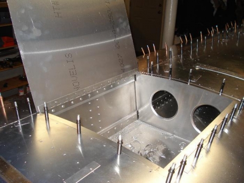 Locker starting to take shape.  There's enough room for a tent and a sleeping bag in this wing.